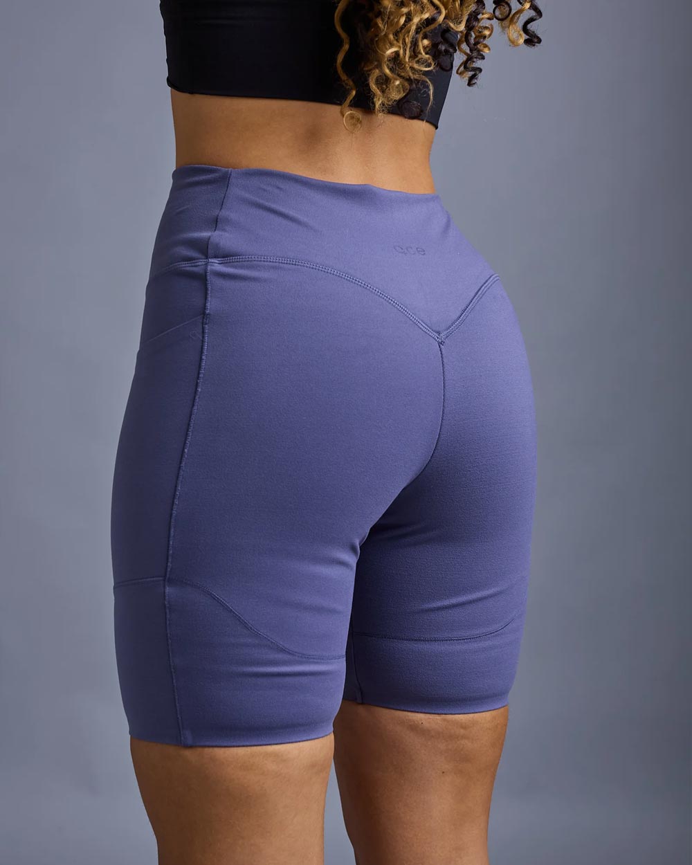 blue born2be shorts, back view