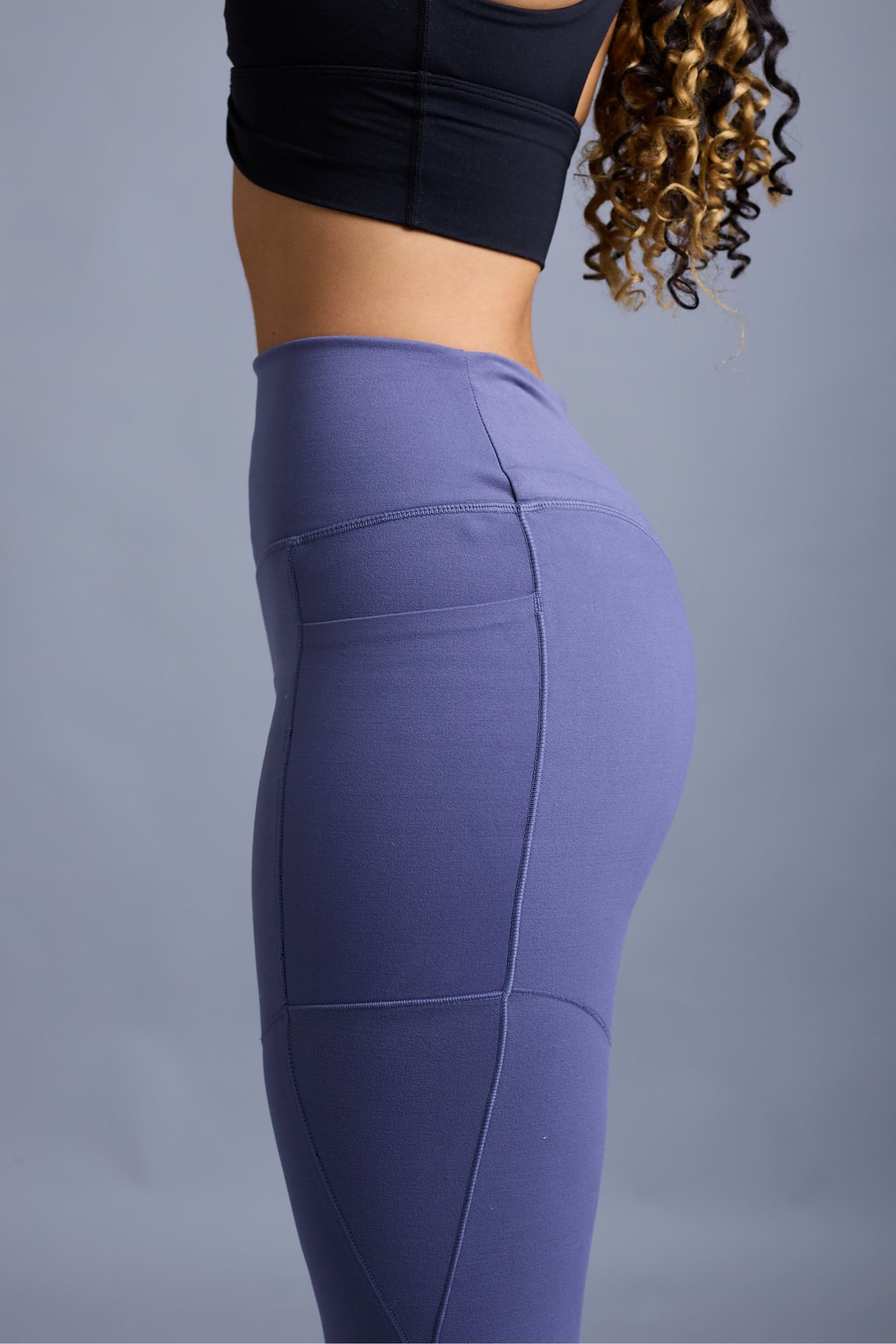 dusk blue born2be leggings, side view
